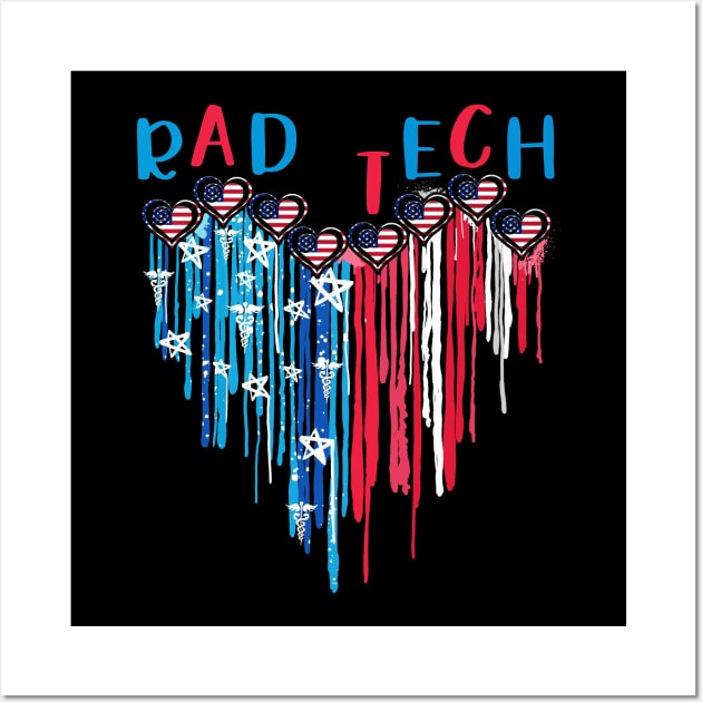 Rad Tech American Flag Melting Heart 4th Of July Wall Art by Marcelo Nimtz